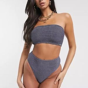 Free Society scrunch bikini in charcoal